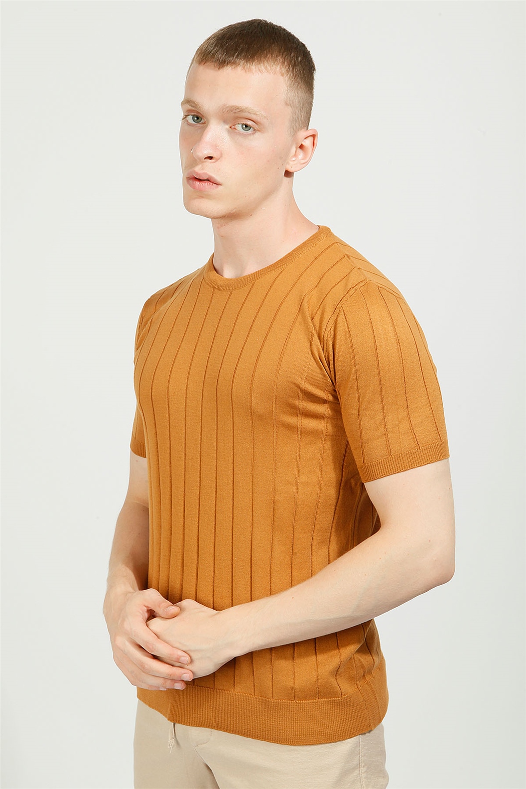 TABA Slim Fit Bisiklet Yaka Triko T-Shirt · 2