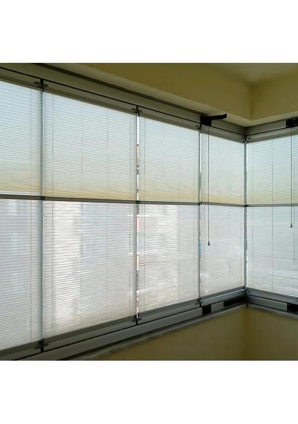 Plise Perde Duble Balkon Perdesi