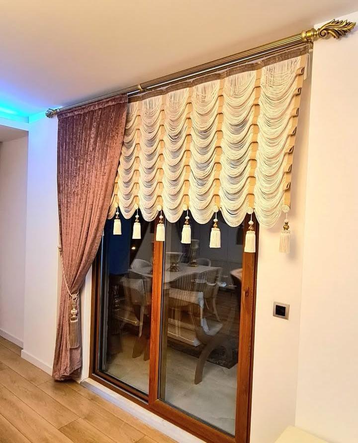 Şelale İp Balon Perde Simli-Simsiz