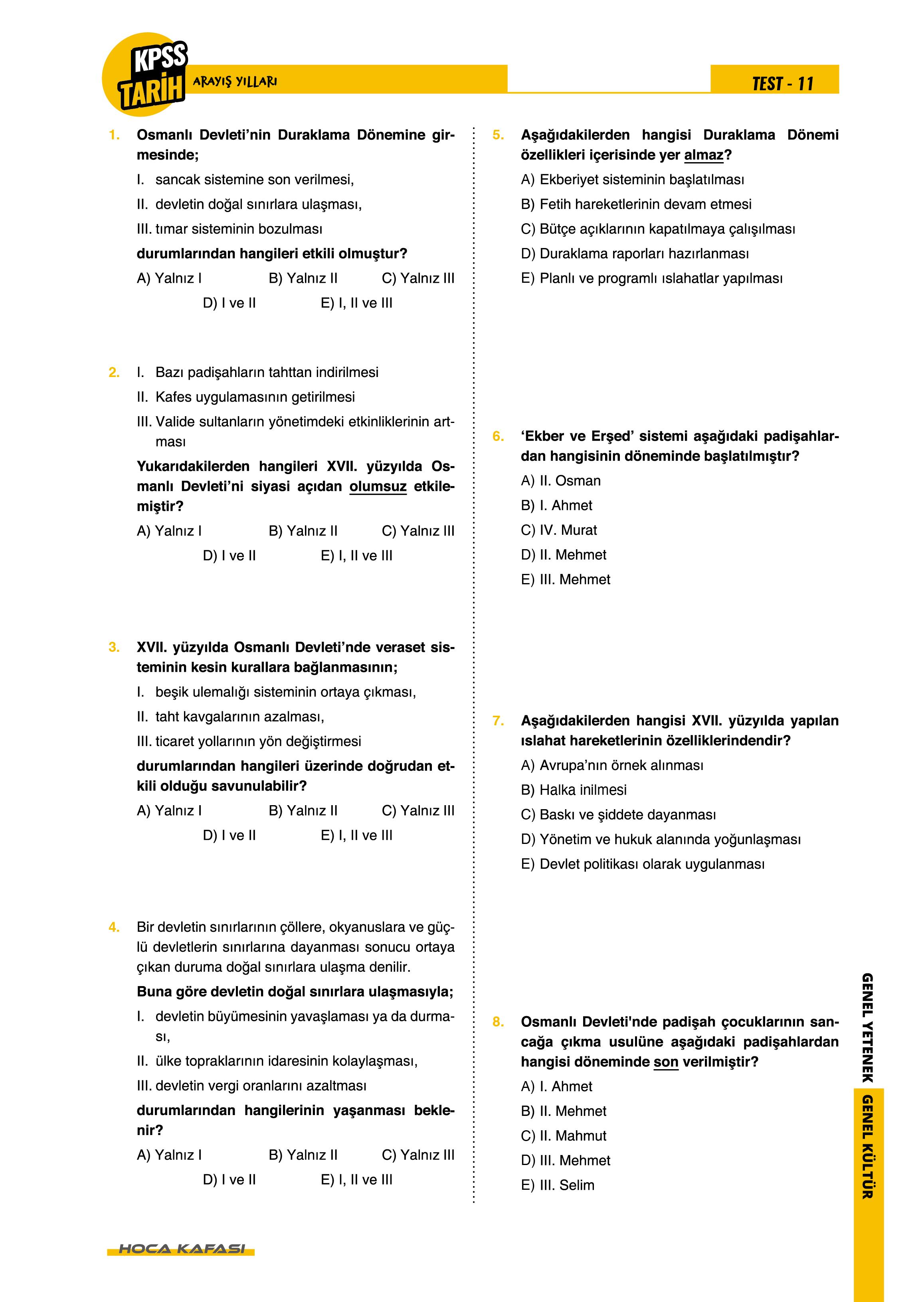 2026 KPSS GY-GK  Tarih Öğreten Yaprak Test