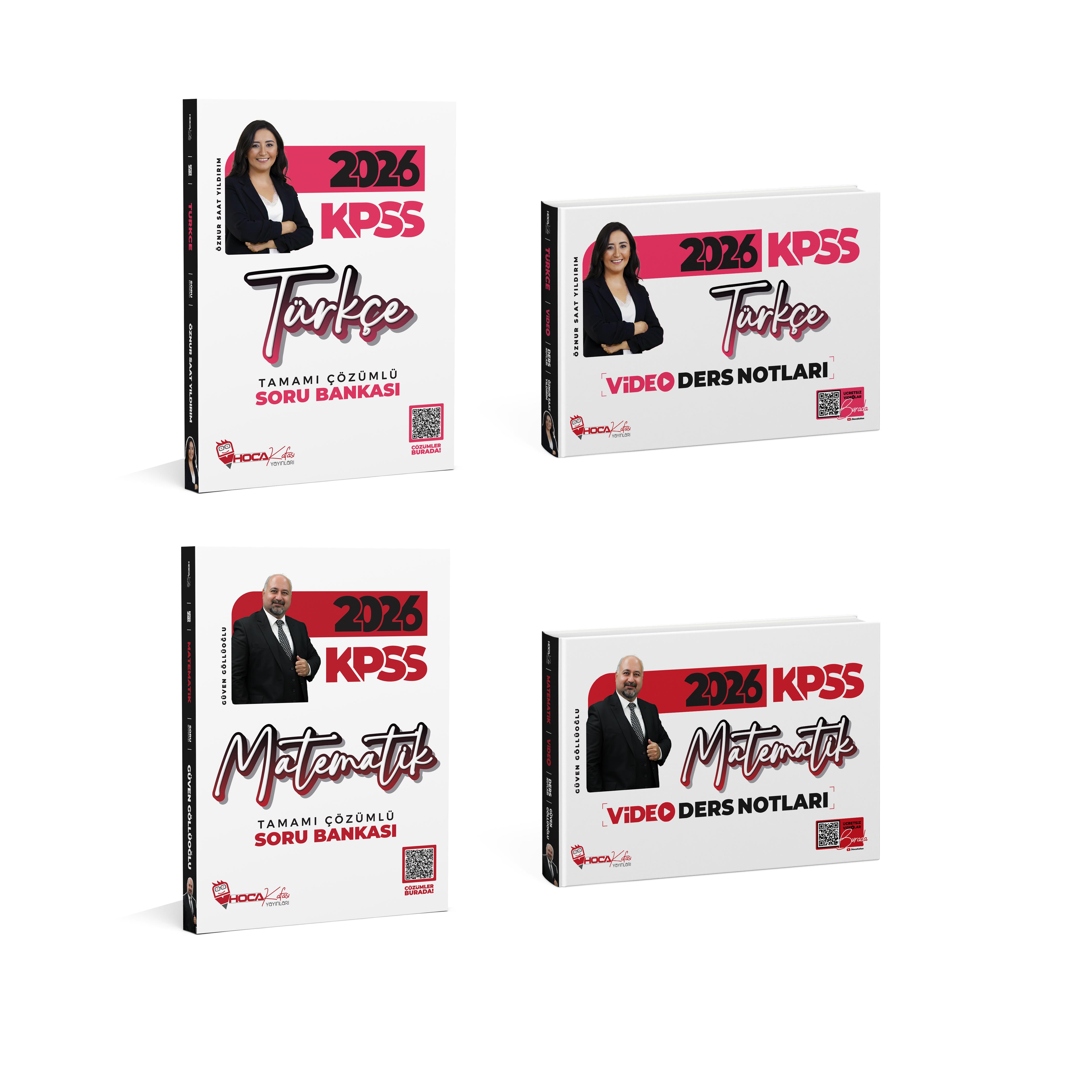 2026 KPSS Türkçe Soru Bankası-Türkçe Video Notlar-Matematik Soru Bankası-Matematik Video Ders Notları 4 Lü Set