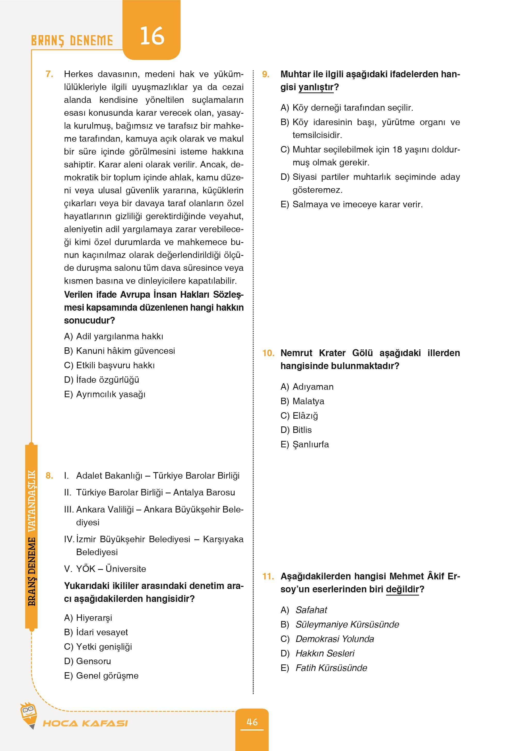 2026 KPSS Vatandaşlık Soru Bankası- Vatandaşlık  21 Branş Deneme 2 Li Set