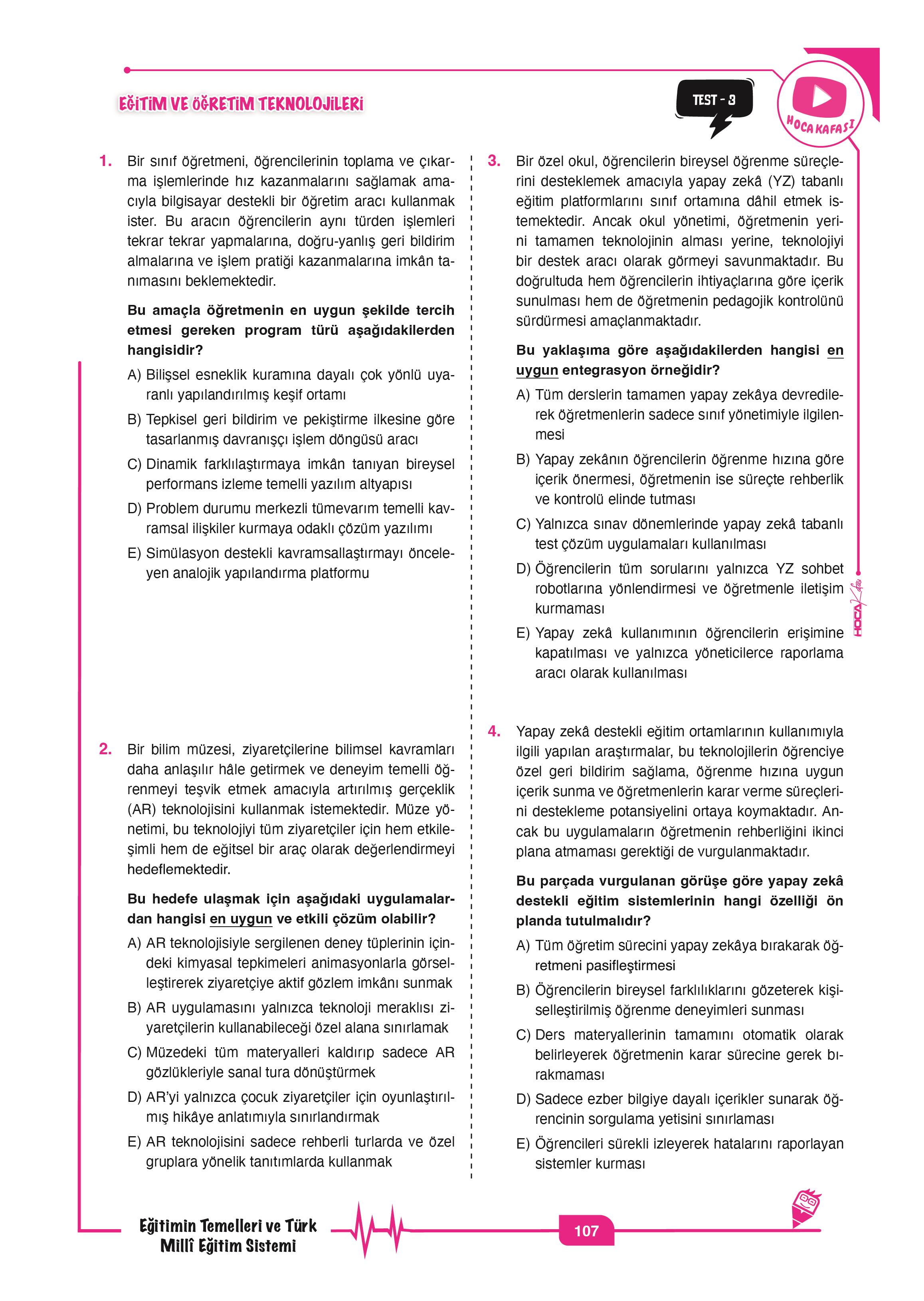 2026 MEB-AGS Eğitimin Temelleri Soru Bankası - Eğitimin Temelleri 10 Lu Deneme 2 Li Set ( Ömer EKİCİ )