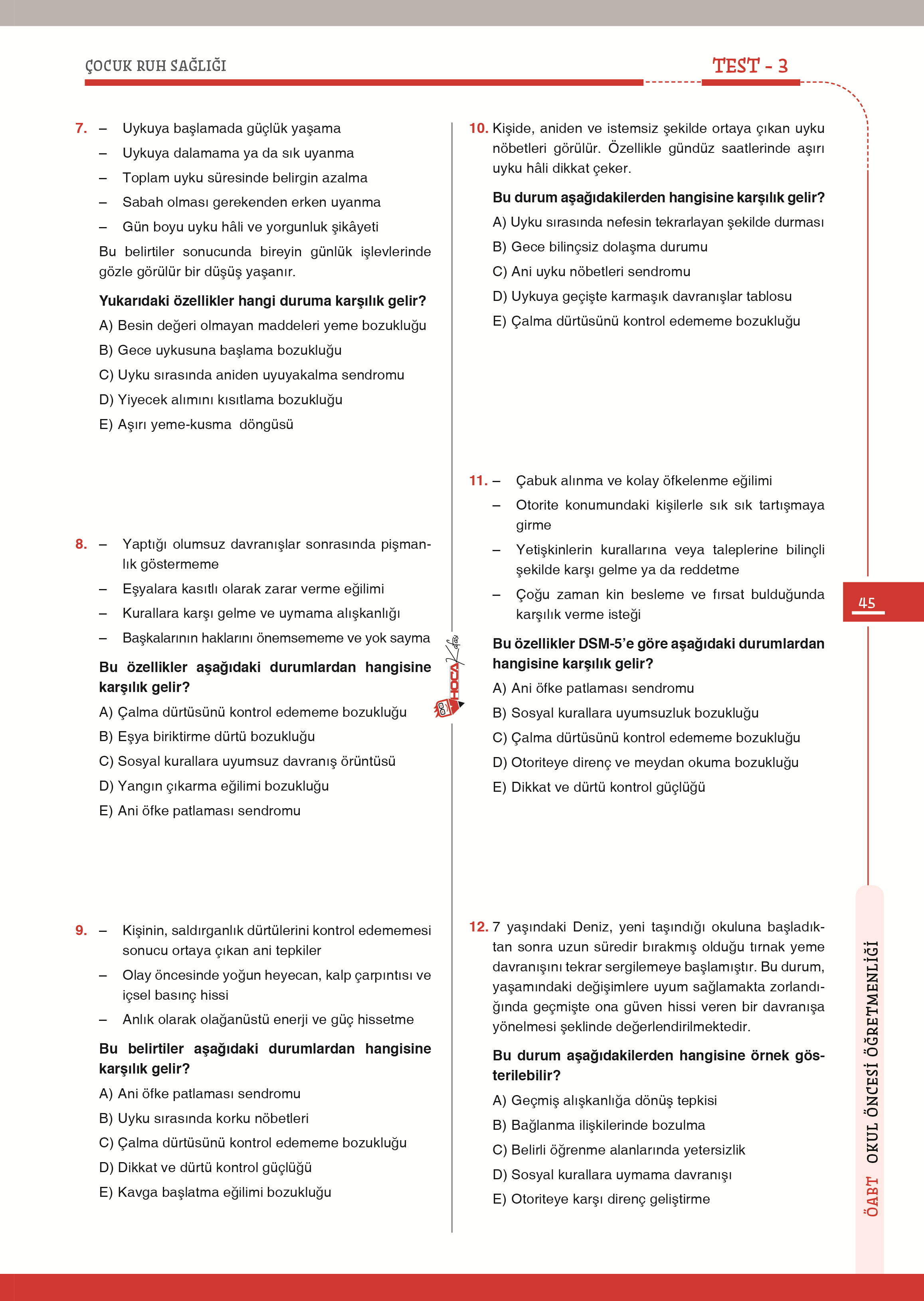 2026 MEB – AGS ÖABT Atayan Okul Öncesi Öğretmenliği Soru Bankası -Okul Öncesi Öğretmenliği Branş Deneme 2 Li Set