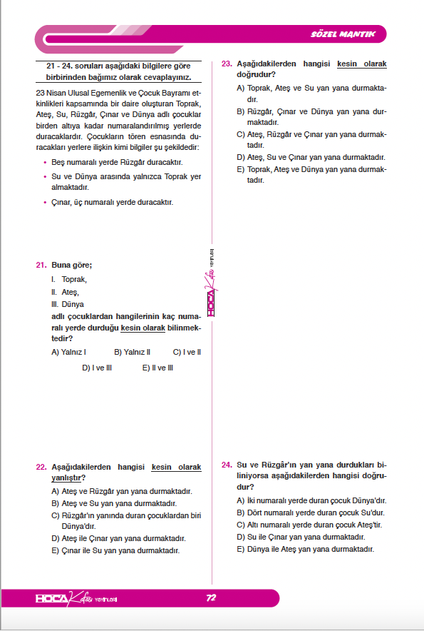 2026 Sayısal-Sözel Mantık Soru Bankası