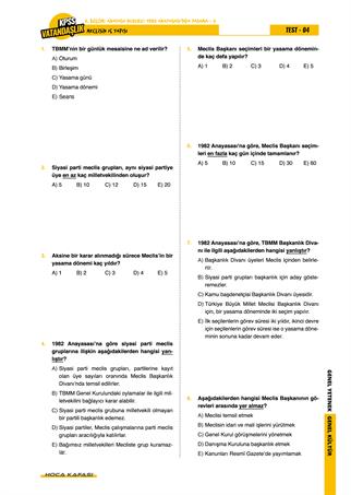 2026 KPSS GY-GK Vatandaşlık Öğreten Yaprak Test