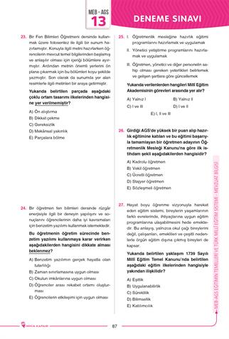 2026 MEB-AGS 15 Deneme -  Eğitimin Temelleri ve Türk Millî Eğitim Sistemi & Mevzuat Bilgisi