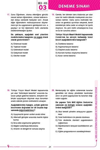 2026 MEB – AGS Eğitimin Temelleri Ve Türk Milli Eğitim Sistemi 10 Lu Deneme Sınavı