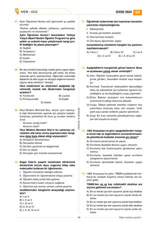 2026 MEB - AGS KAFA METRE 5Lİ Tamamı Çözümlü Deneme Sınavı
