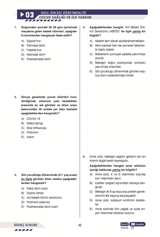 2026 MEB – AGS ÖABT Okul Öncesi Öğretmenliği Branş Deneme