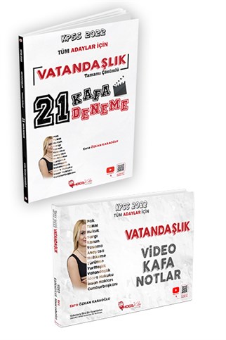 Esra Özkan Karaoğlu 2'li Set  Tamamı Çözümlü 21 Kafa Deneme + Video Kafa Notlar  Hoca Kafası Yayınları KPSS 2022