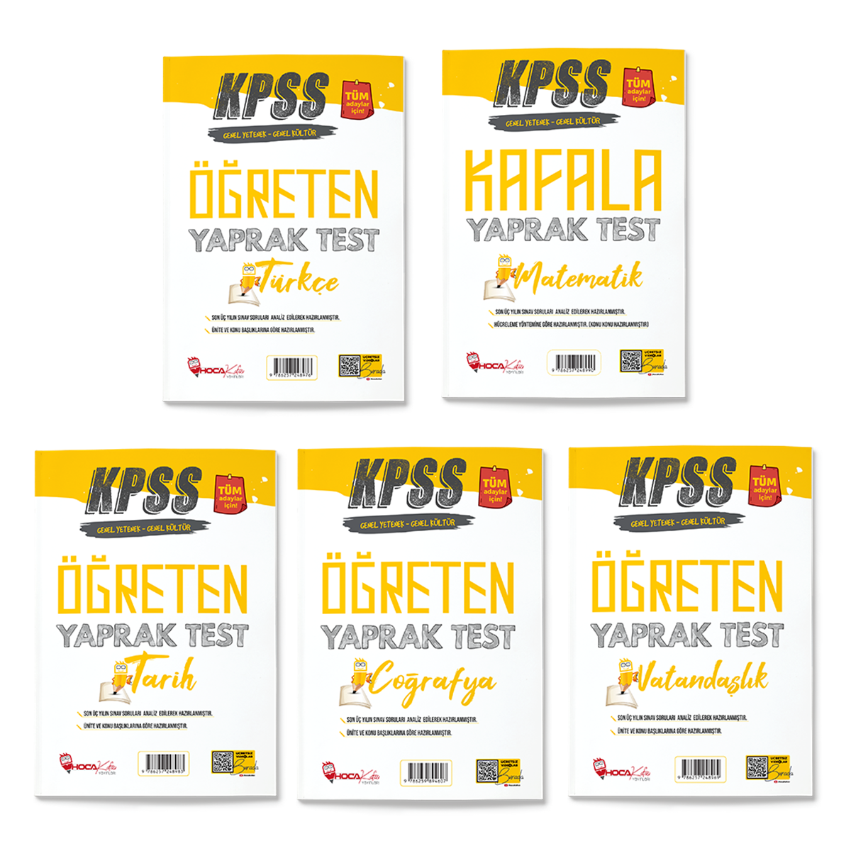 2024 KPSS GY-GK Türkçe-Matematik- Tarih- Coğrafya- Vatandaşlık Yaprak Test  5 Li Set