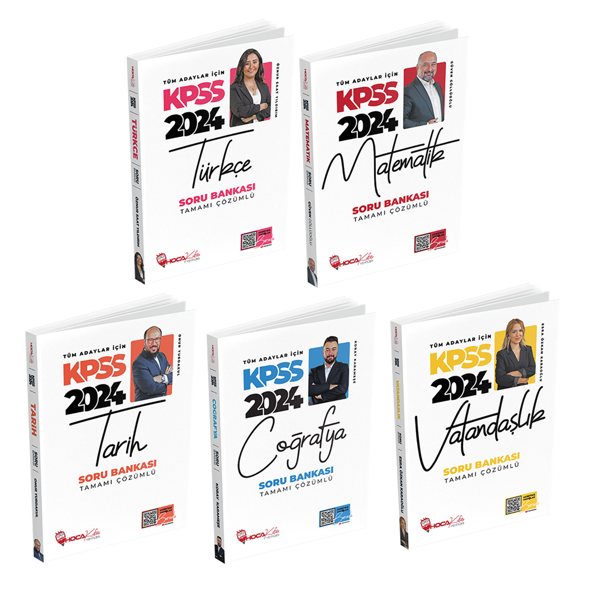 2024 KPSS Türkçe-Matematik-Vatandaşlık-Tarih-Coğrafya Tamamı Çözümlü Soru Bankası 5 li Set