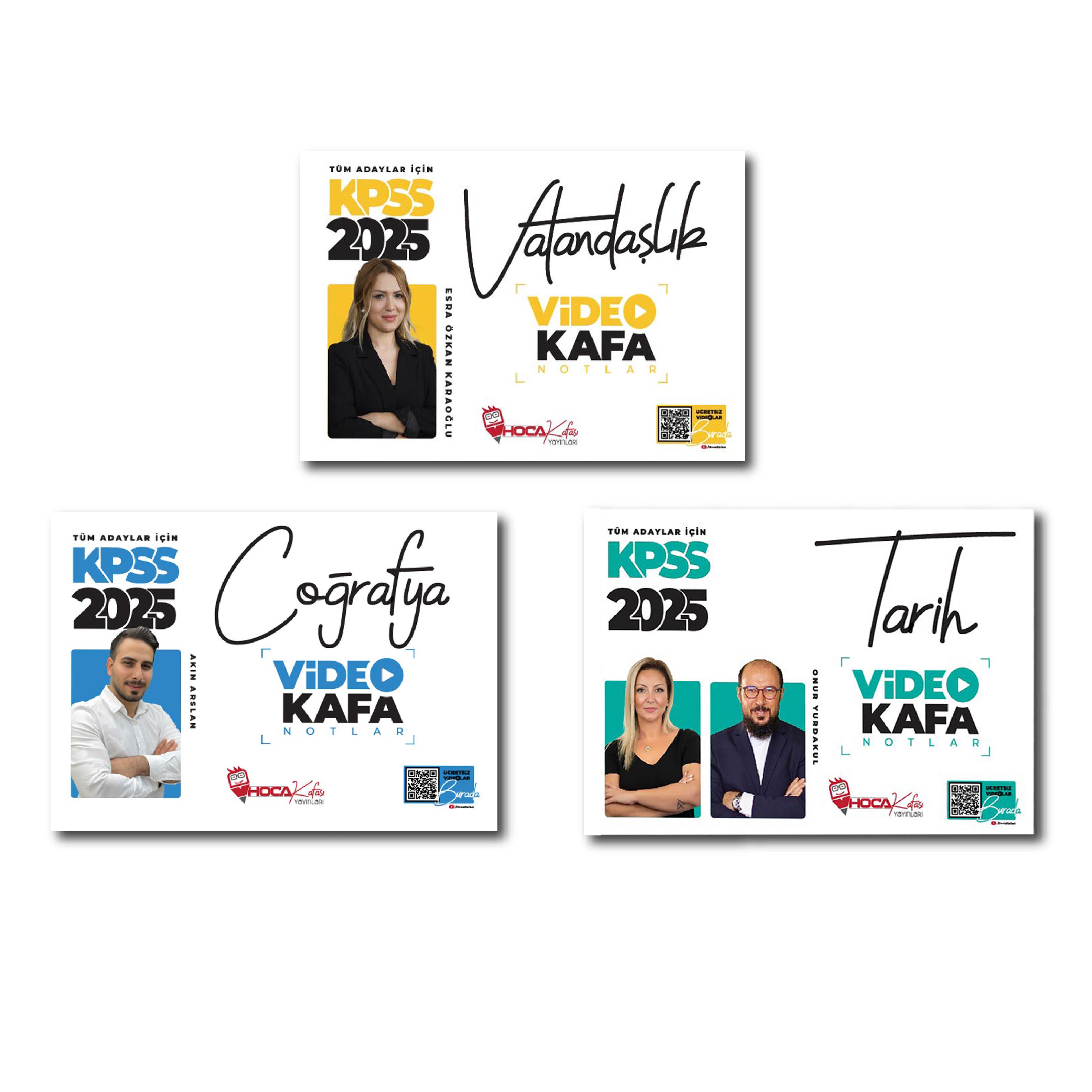 2025 KPSS GY-GK Türkçe-Matematik-Vatandaşlık-Tarih- Coğrafya (Akın) Video Kafa Notlar 3 Lü Set