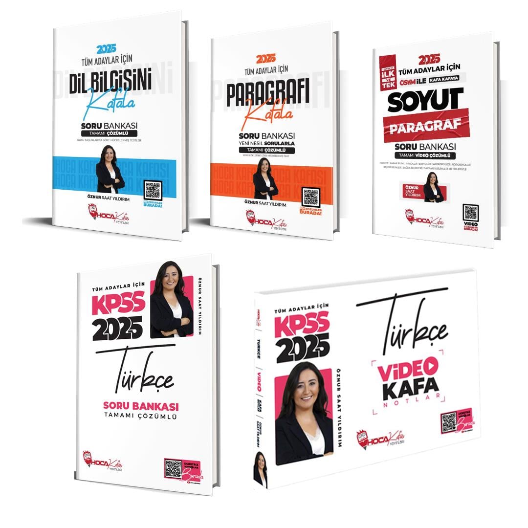 2025 KPSS Türkçe Soru Bankası -Türkçe Video Kafa Notlar-Dil Bilgisini Kafala- Paragrafı Kafala- Soyut Paragraf Soru Bankası 5 Li Set