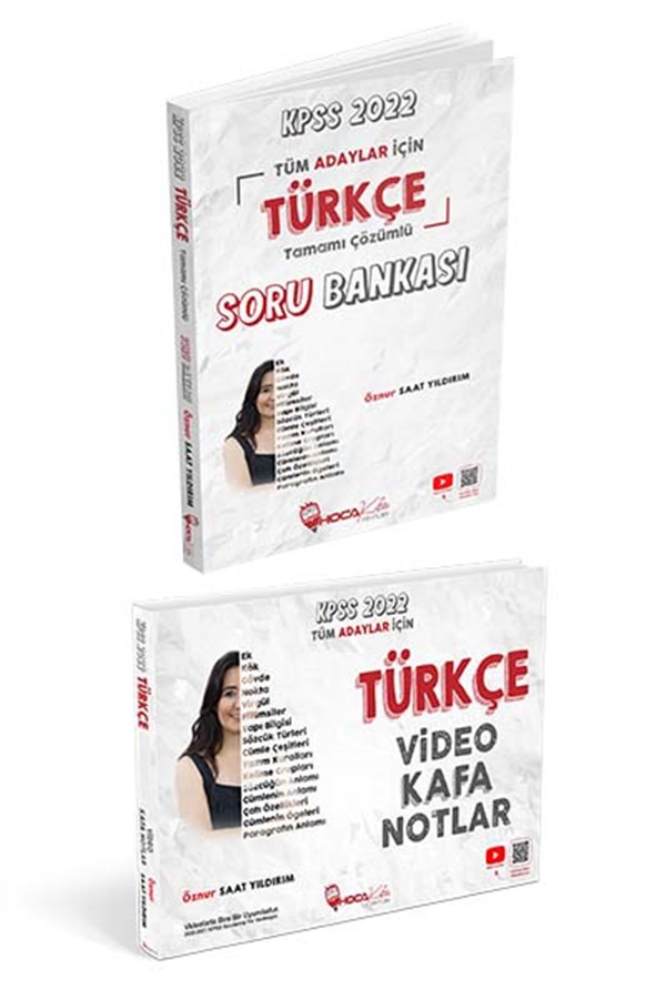 Öznur Saat Yıldırım Türkçe  2'li Set Video Kafa Notlar ve Soru Bankası Hoca Kafası Yayınları KPSS 2022 