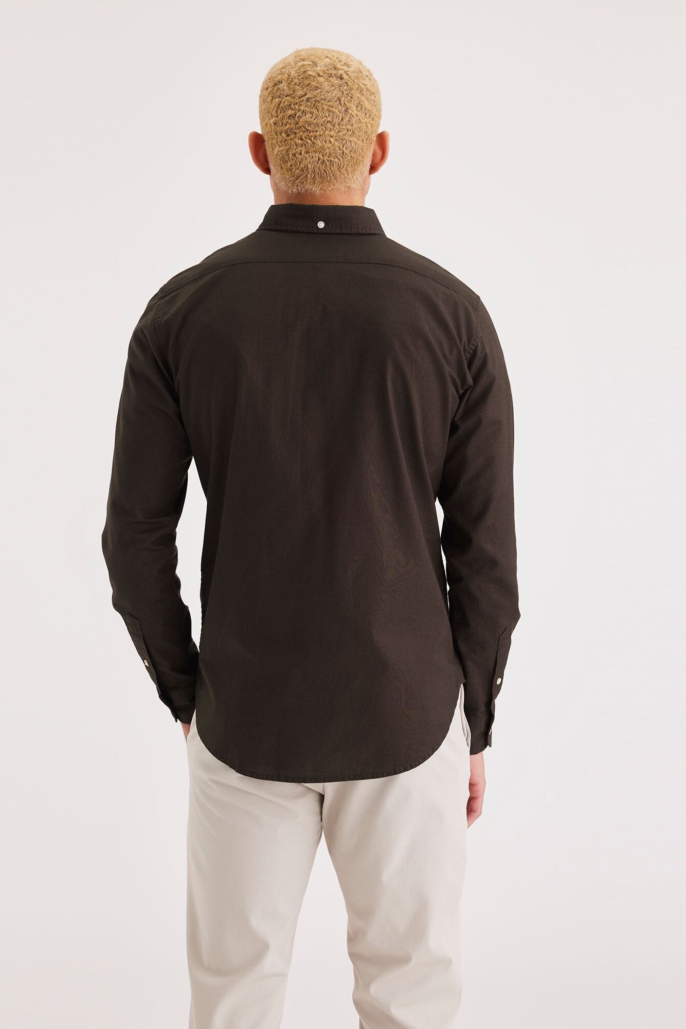 Stretch Oxford Slim Gömlek Beige