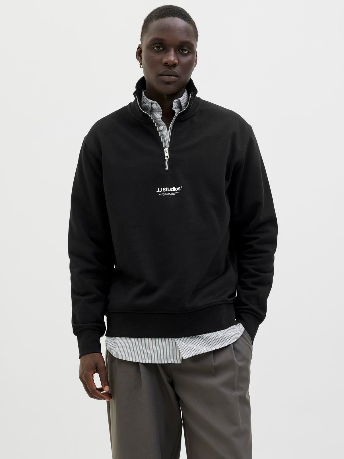 JJESOHO SWEAT QUARTER ZIP HN NOOS Black
