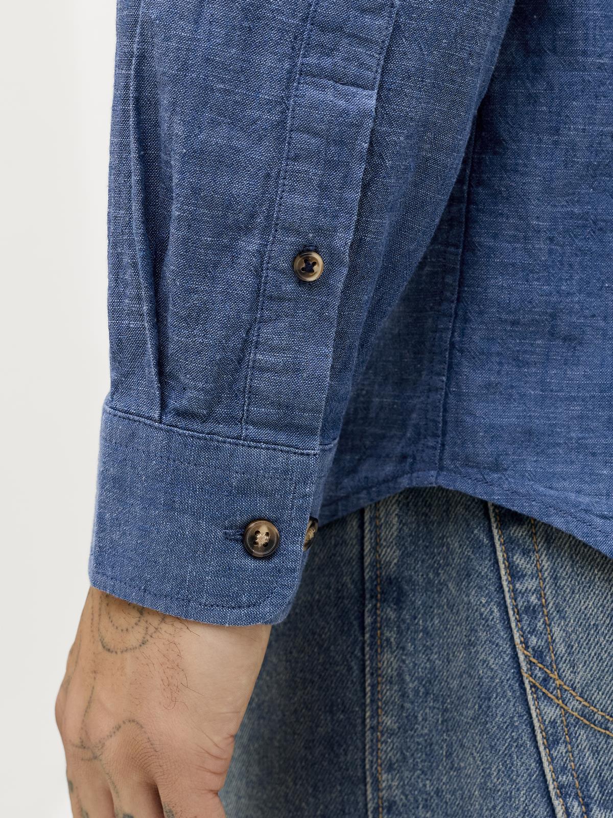 JJESUMMER LINEN BLEND SHIRT L/S SN Navy Blazer