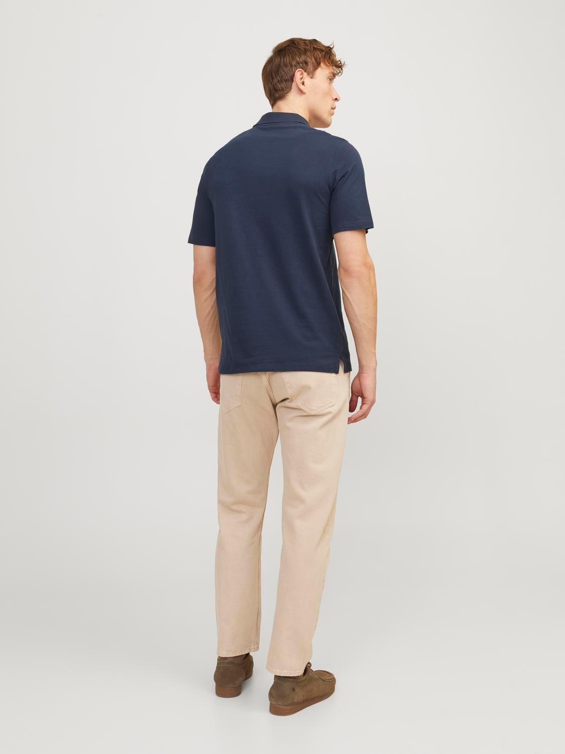 JJESUMMER LINEN POLO SS LN Navy