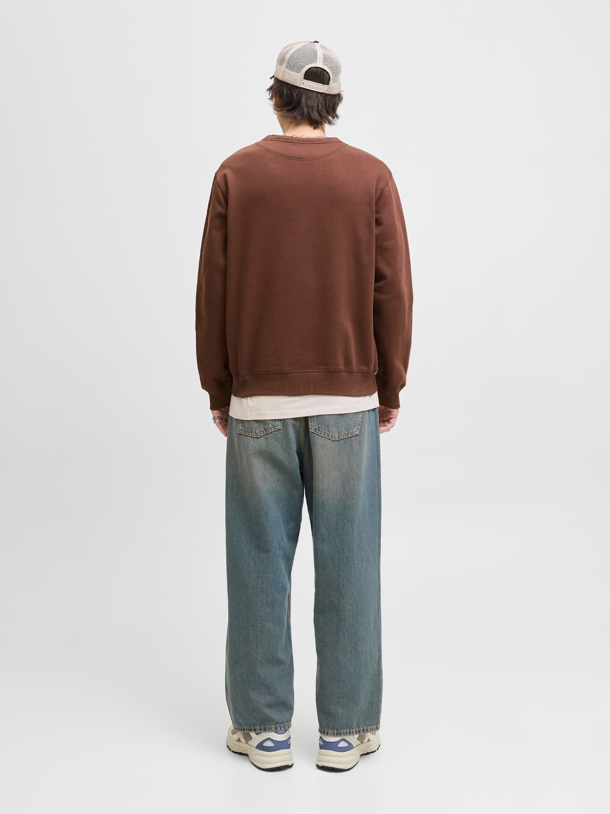 JORNORREBRO EMB SWEAT CREW NOOS Deep Mahogany