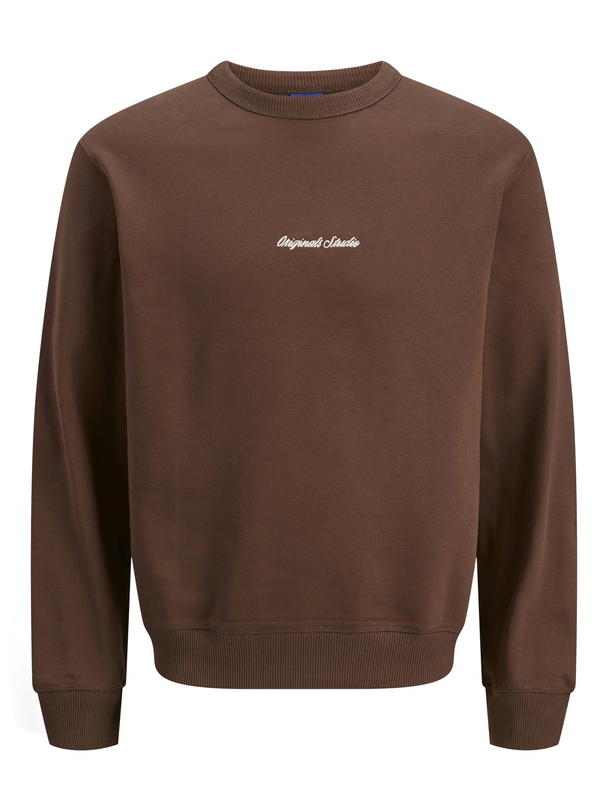 JORNORREBRO EMB SWEAT CREW NOOS Deep Mahogany