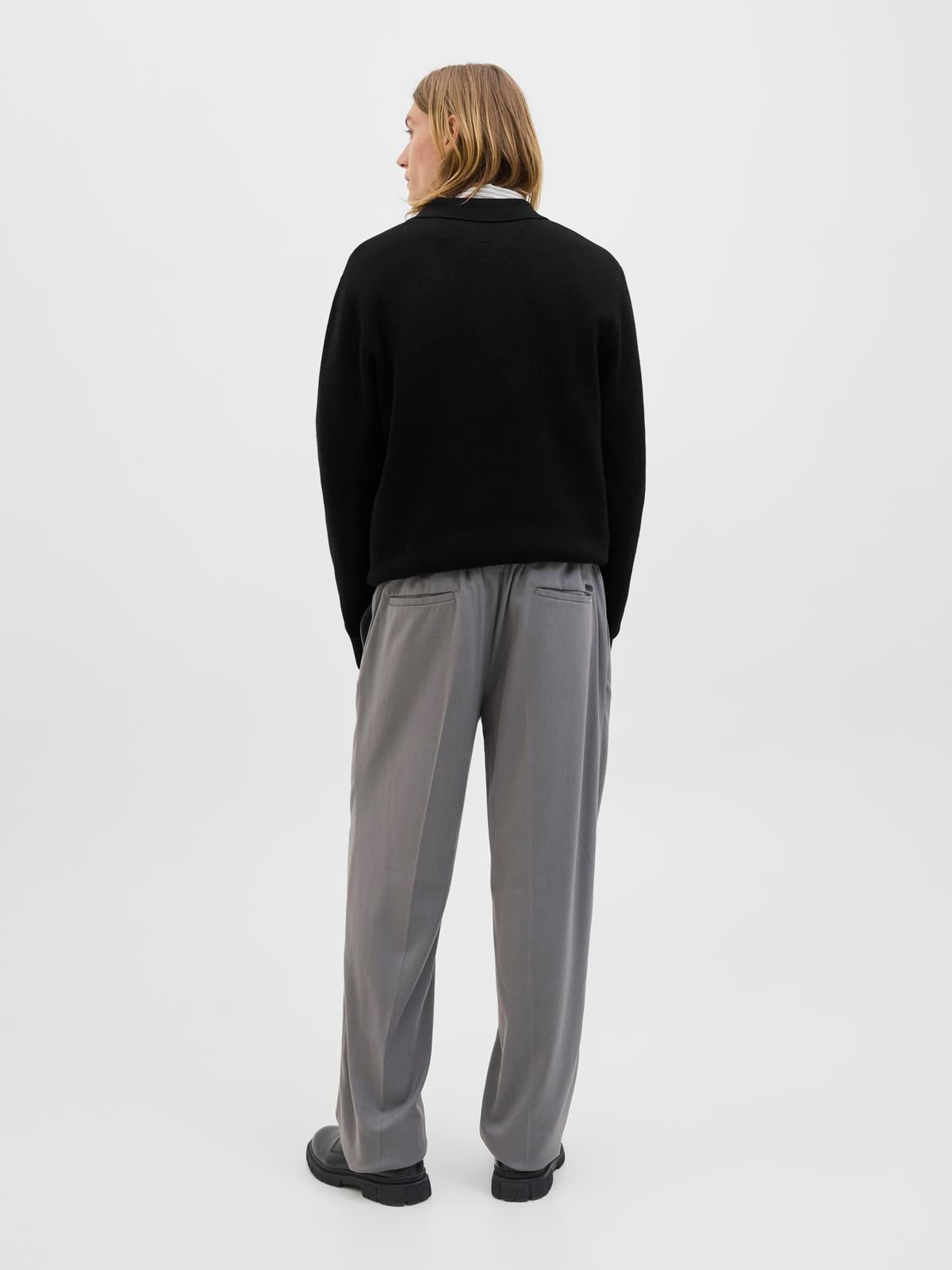 JPRBLAMILANO STITCH KNIT ZIP POLO SN Black