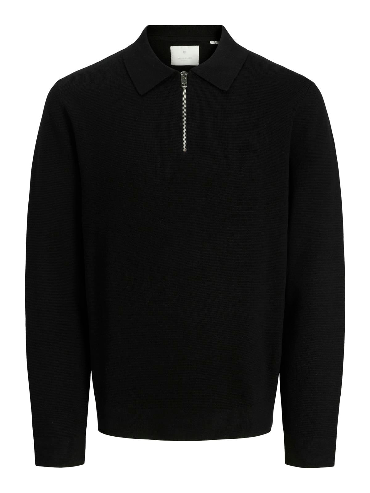 JPRBLAMILANO STITCH KNIT ZIP POLO SN Black