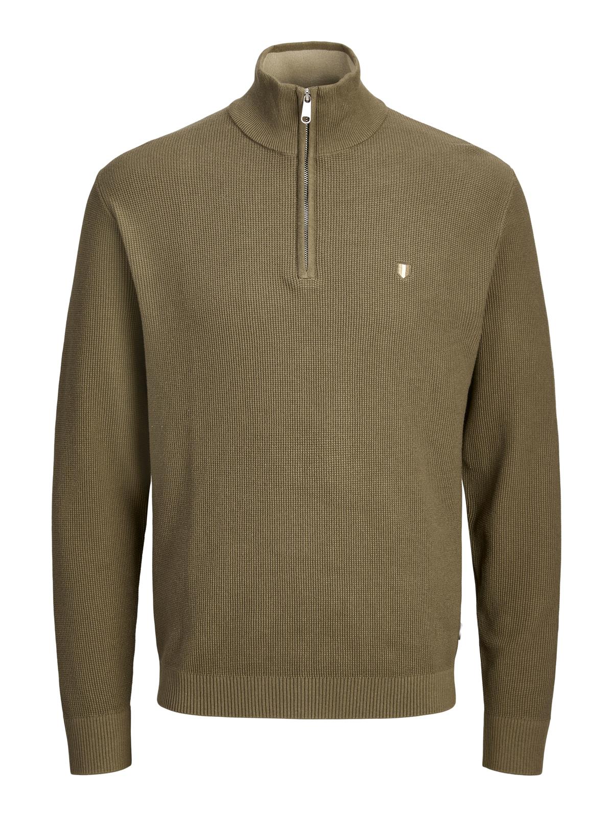 JPRBLUREX KNIT HALF ZIP LN Stone Gray