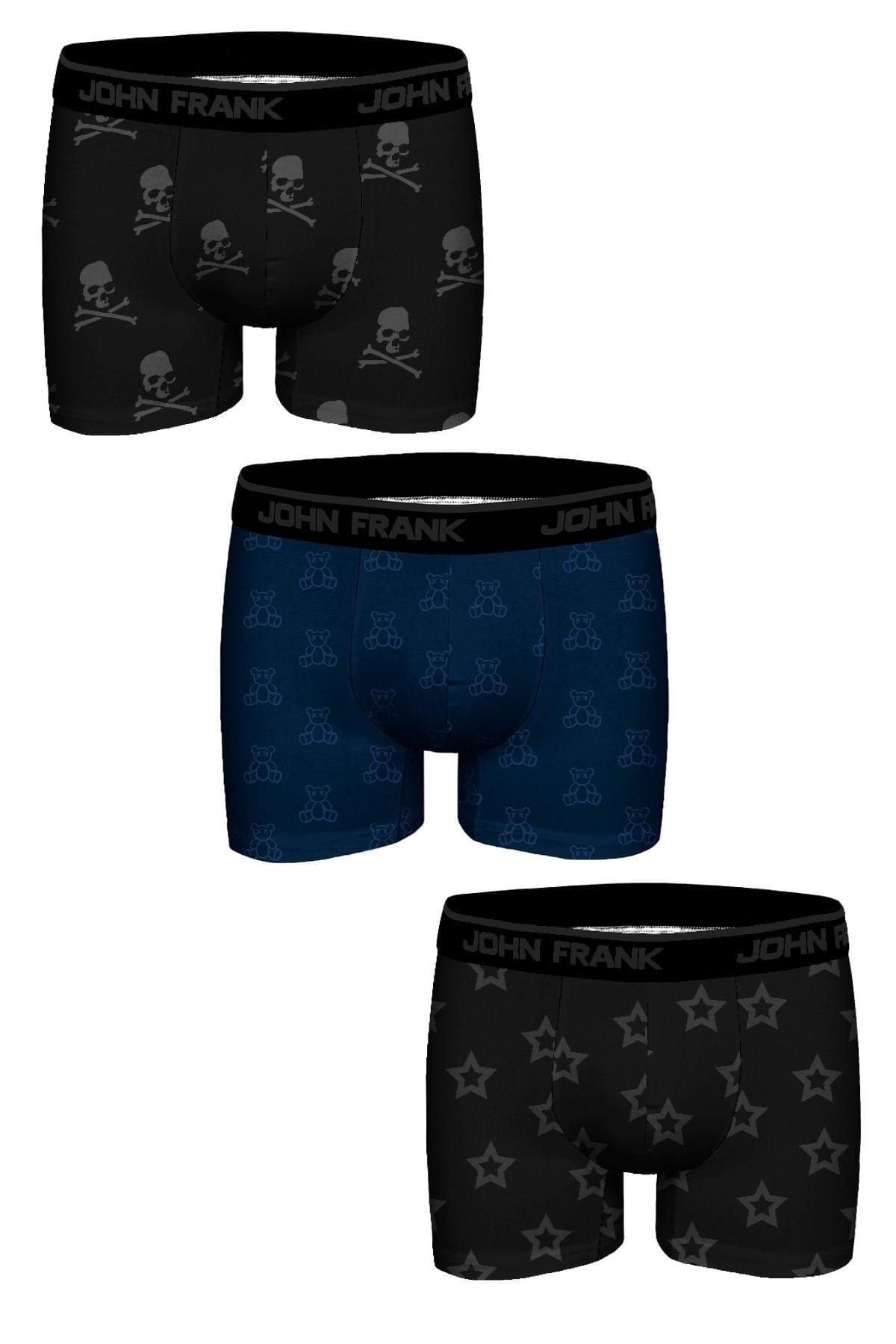 JOHN FRANK THREE PACK JACQUARD BOXER White