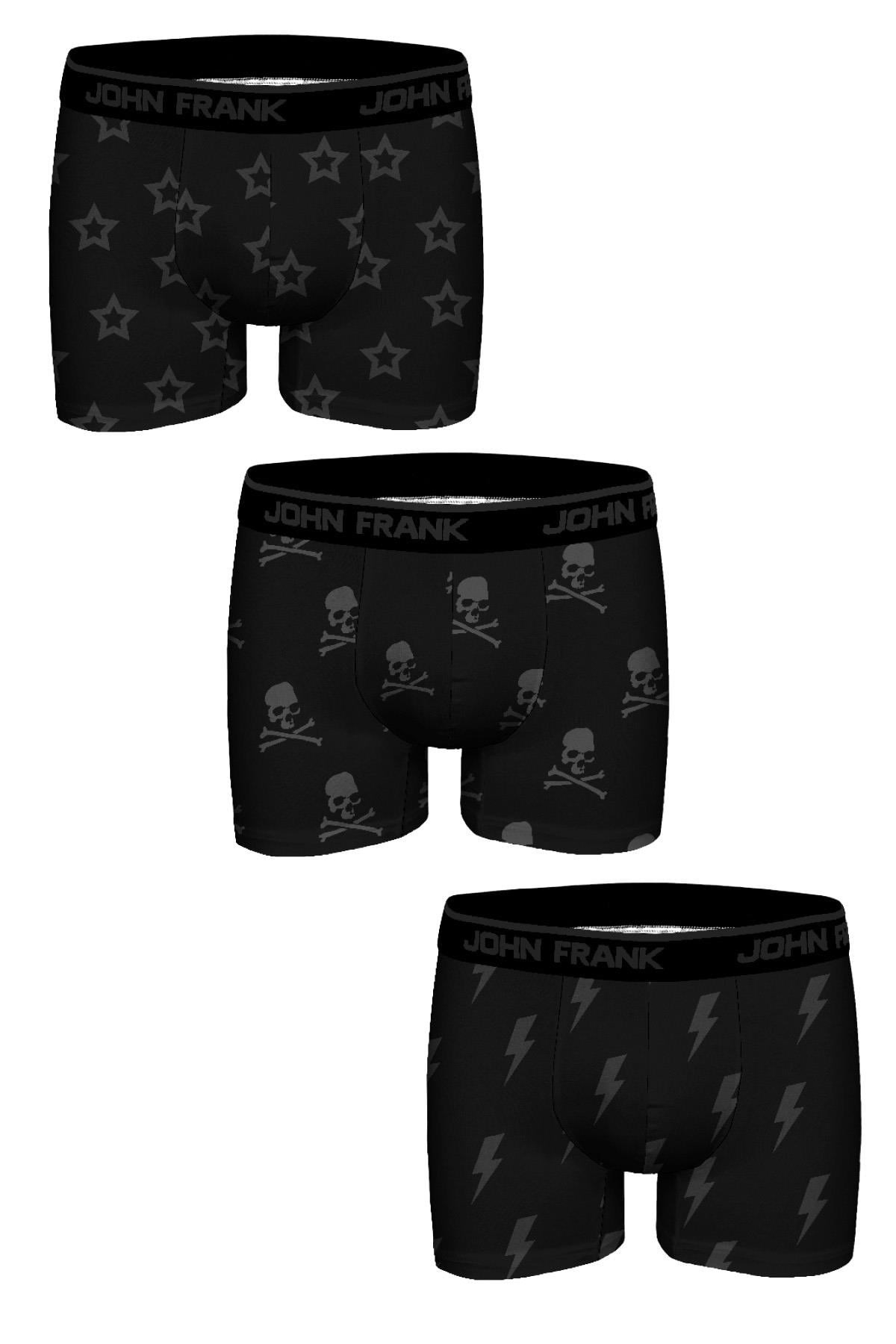 JOHN FRANK THREE PACK JACQUARD BOXER White