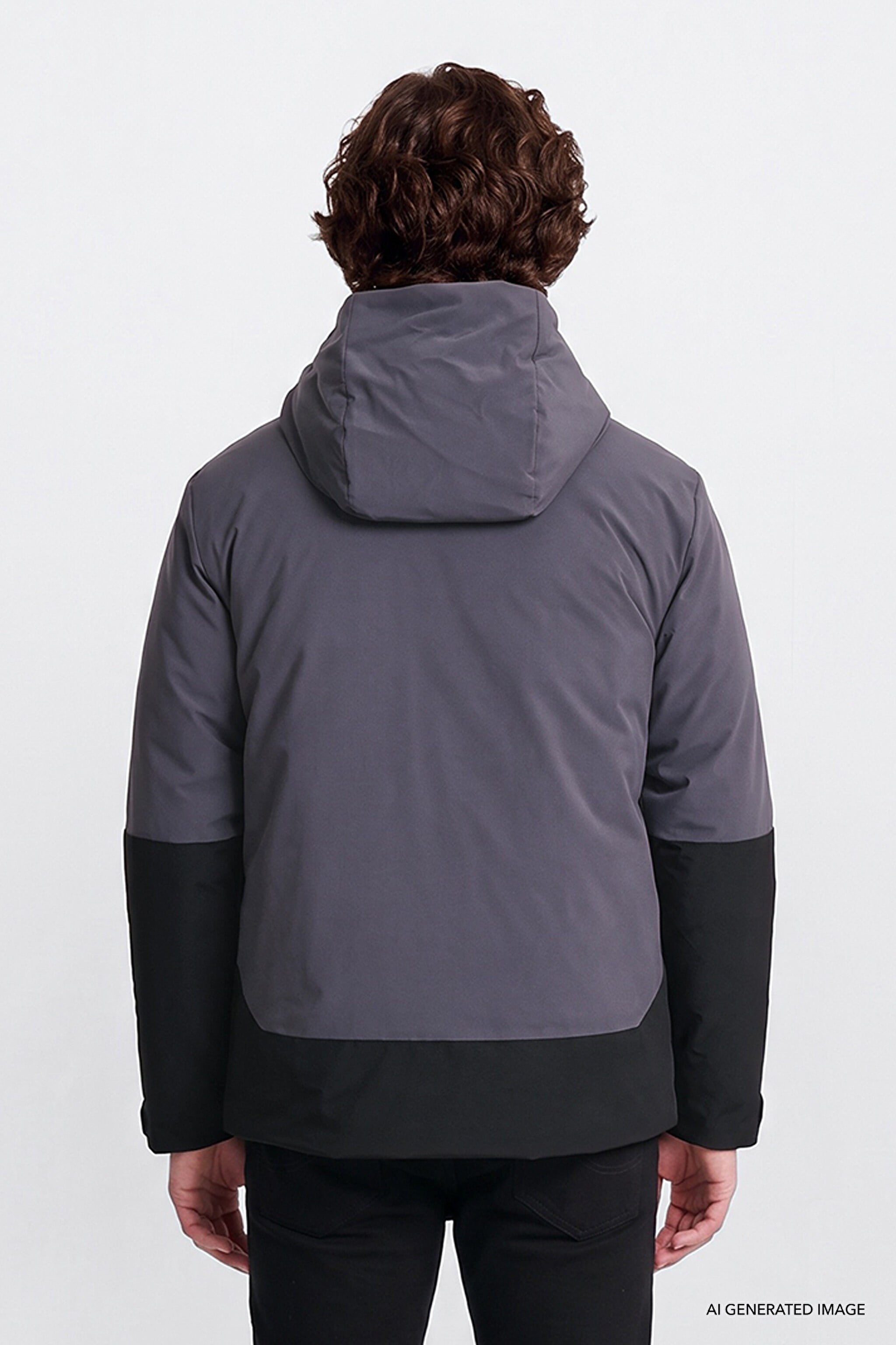 Erkek Kapüşonlu Mont Black