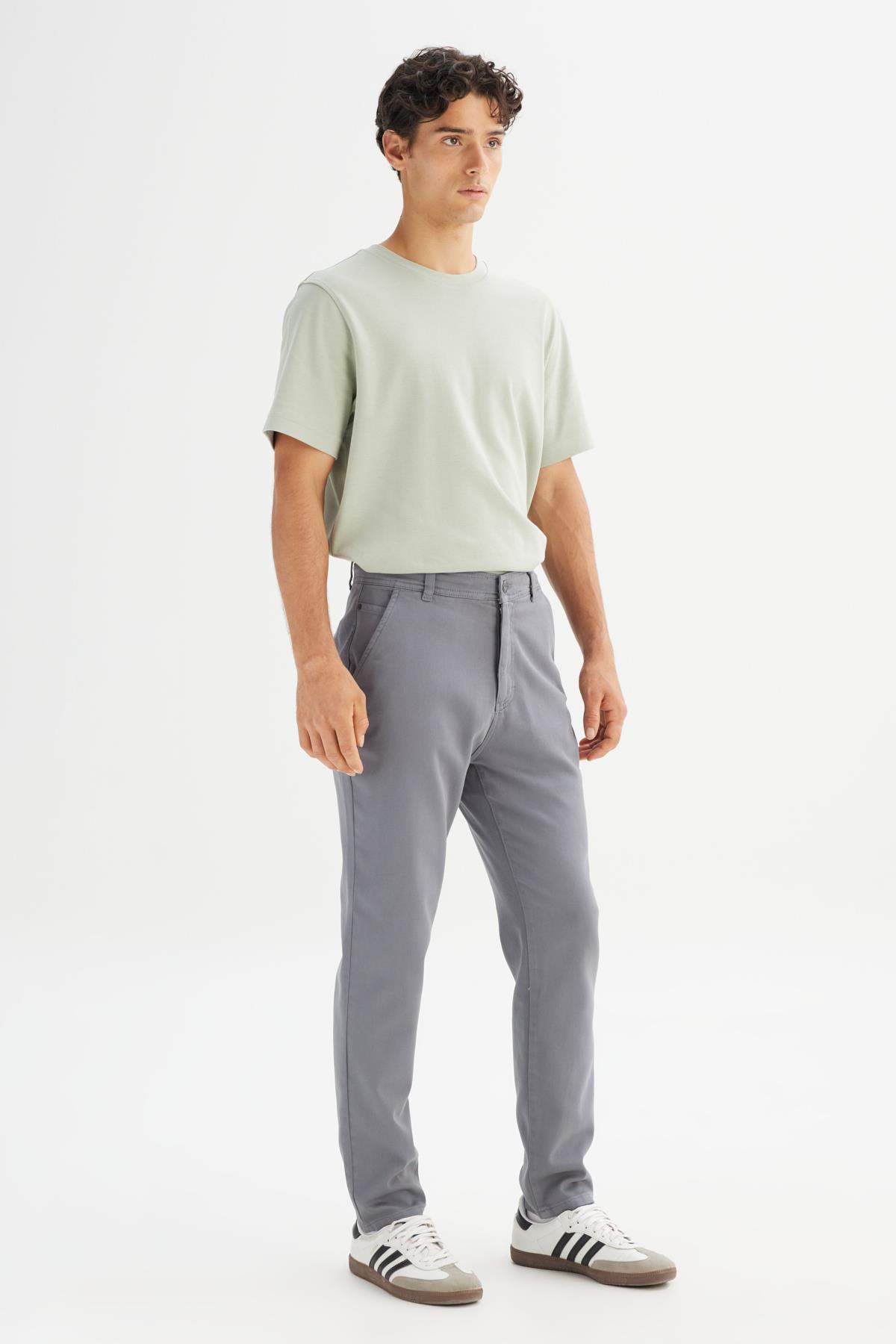 Erkek Örme Chino Pantolon Gray