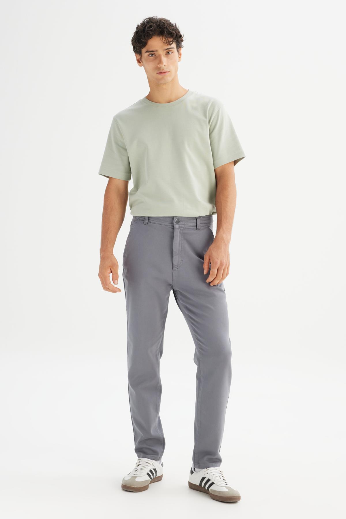 Erkek Örme Chino Pantolon Gray