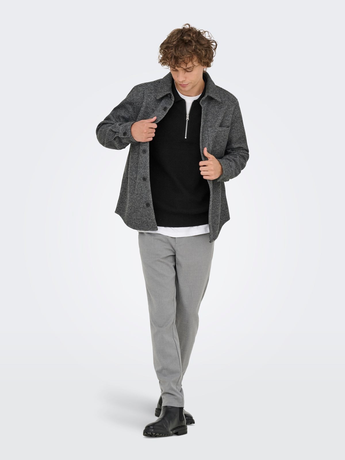 ONSPHIL REG 12 HALF ZIP POLO KNIT Black