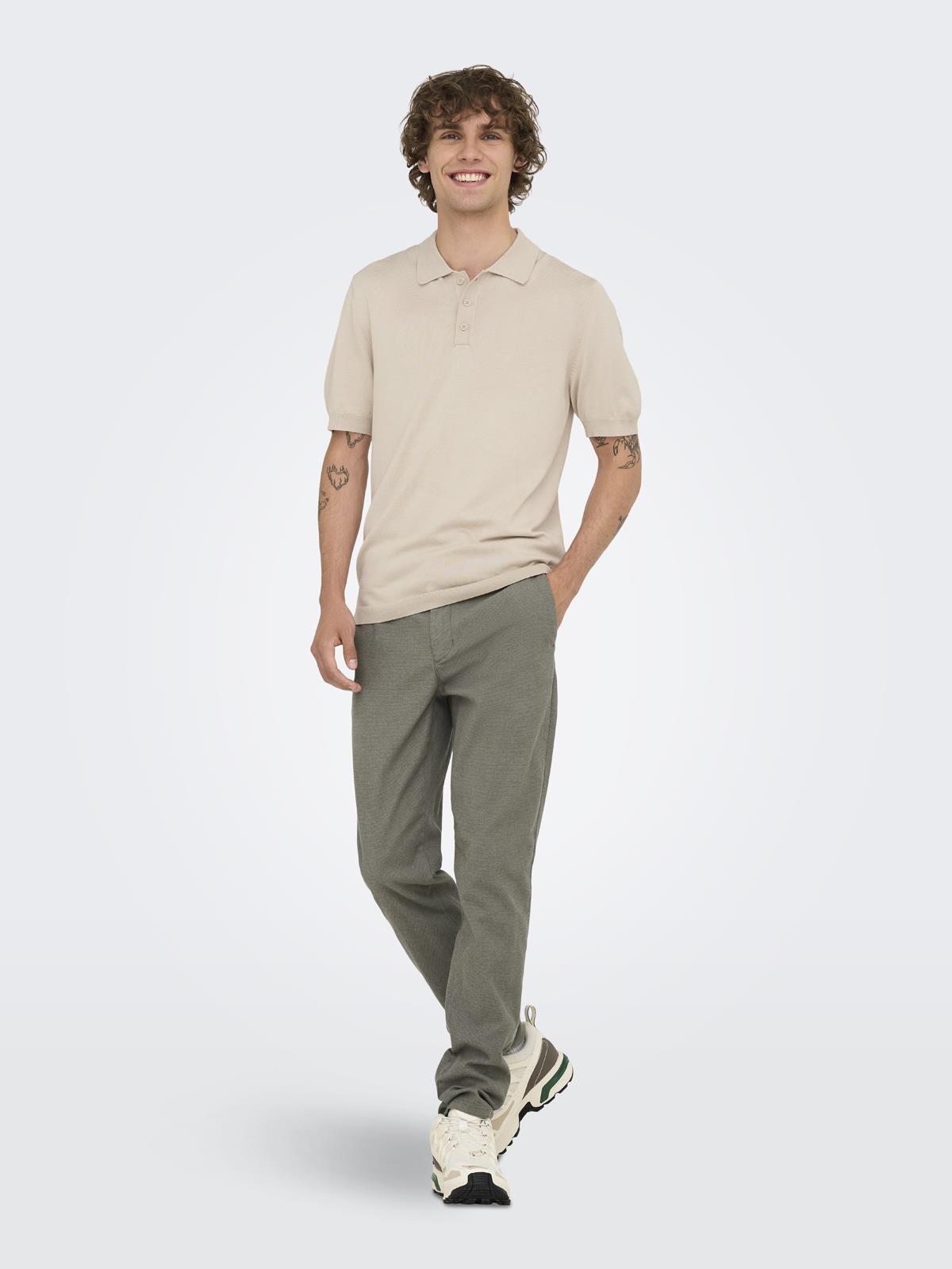 ONSWYLER REG 14 SS POLO KNIT NOOS Silver Lining