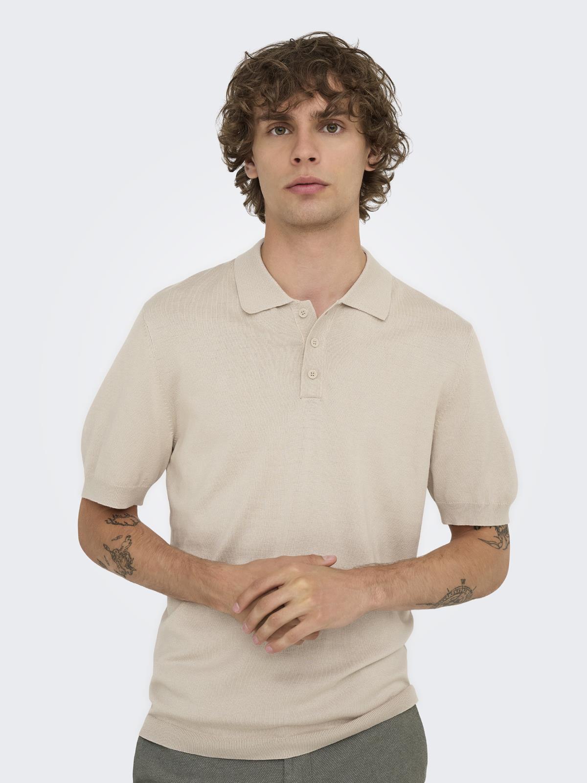 ONSWYLER REG 14 SS POLO KNIT NOOS Silver Lining