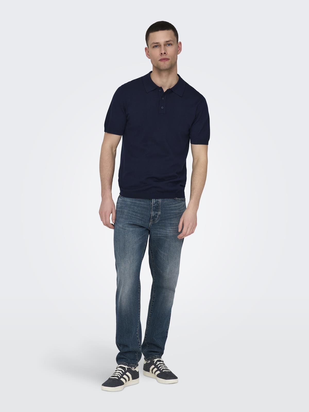ONSWYLER REG 14 SS POLO KNIT NOOS DARK NAVY