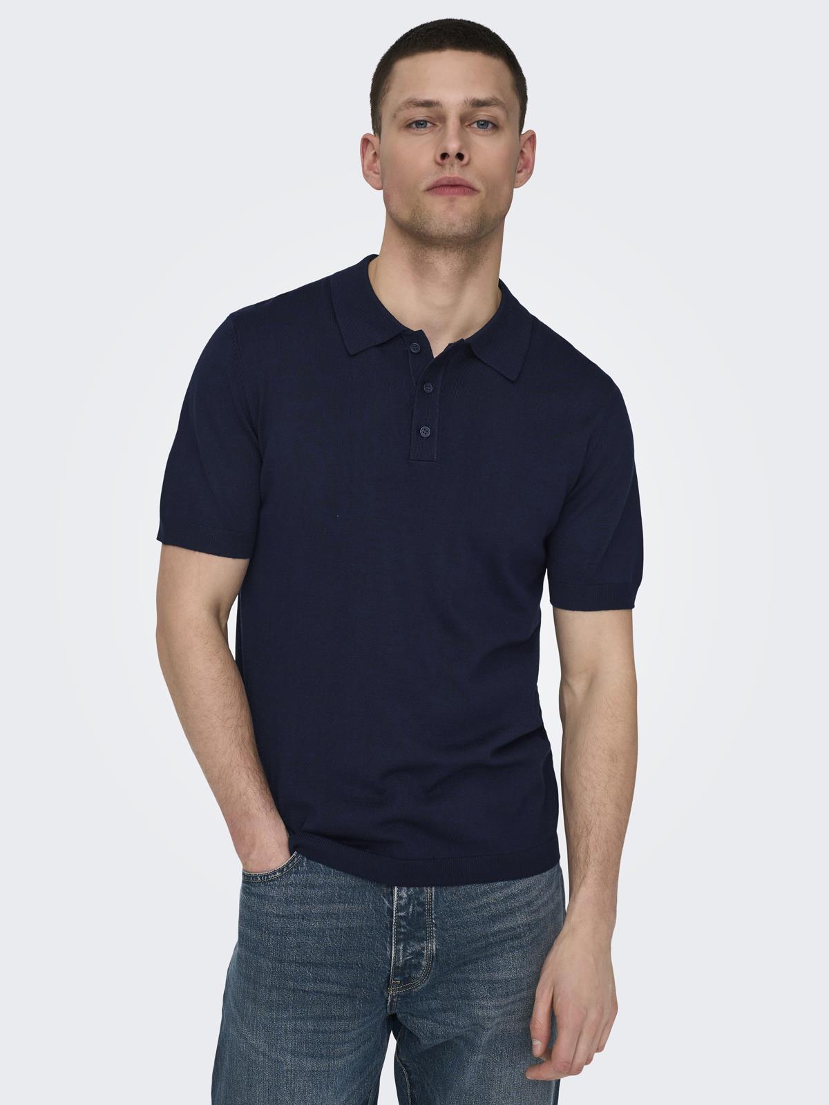 ONSWYLER REG 14 SS POLO KNIT NOOS DARK NAVY