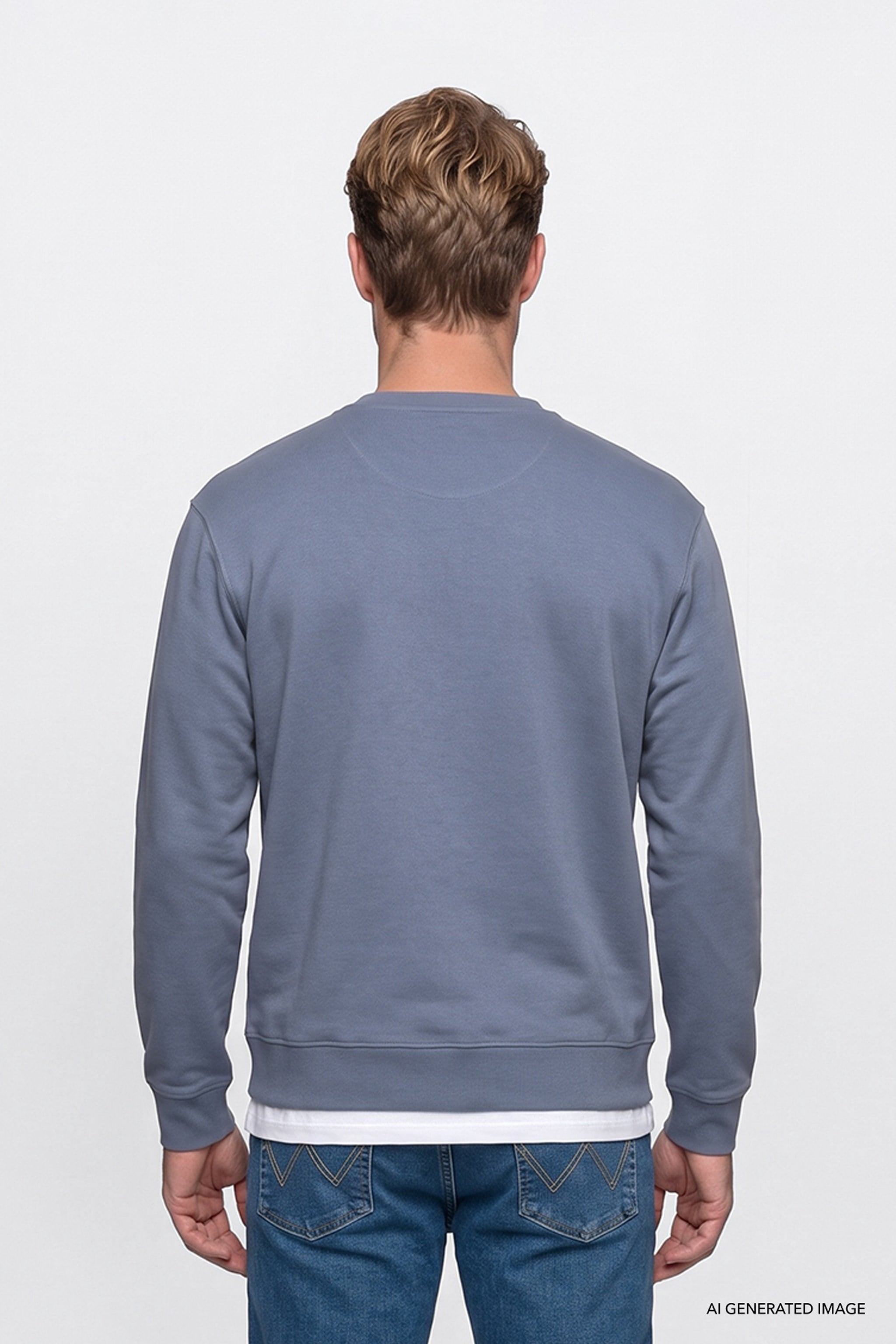 Erkek Patch Logo Sweatshirt Blue