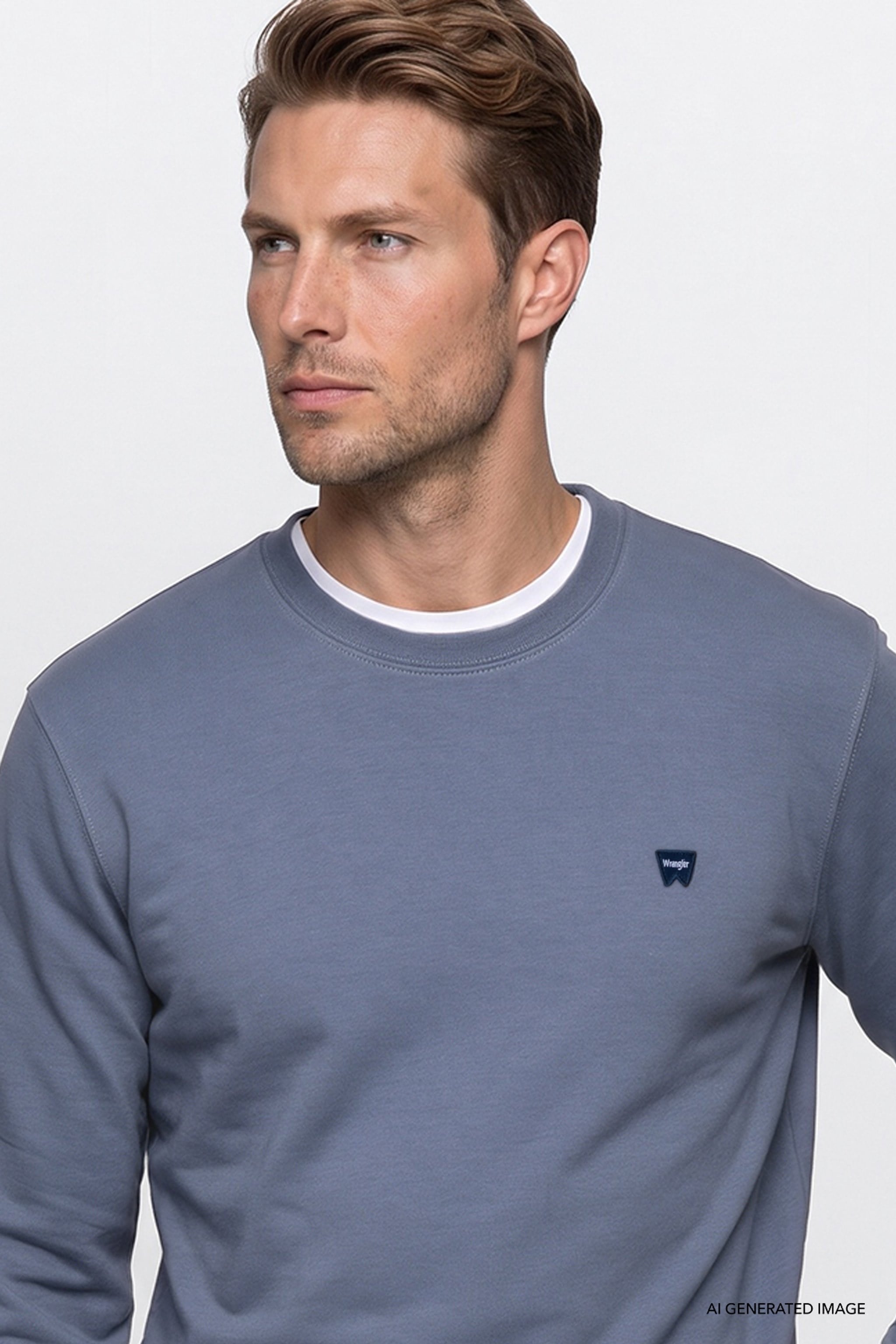 Erkek Patch Logo Sweatshirt Blue