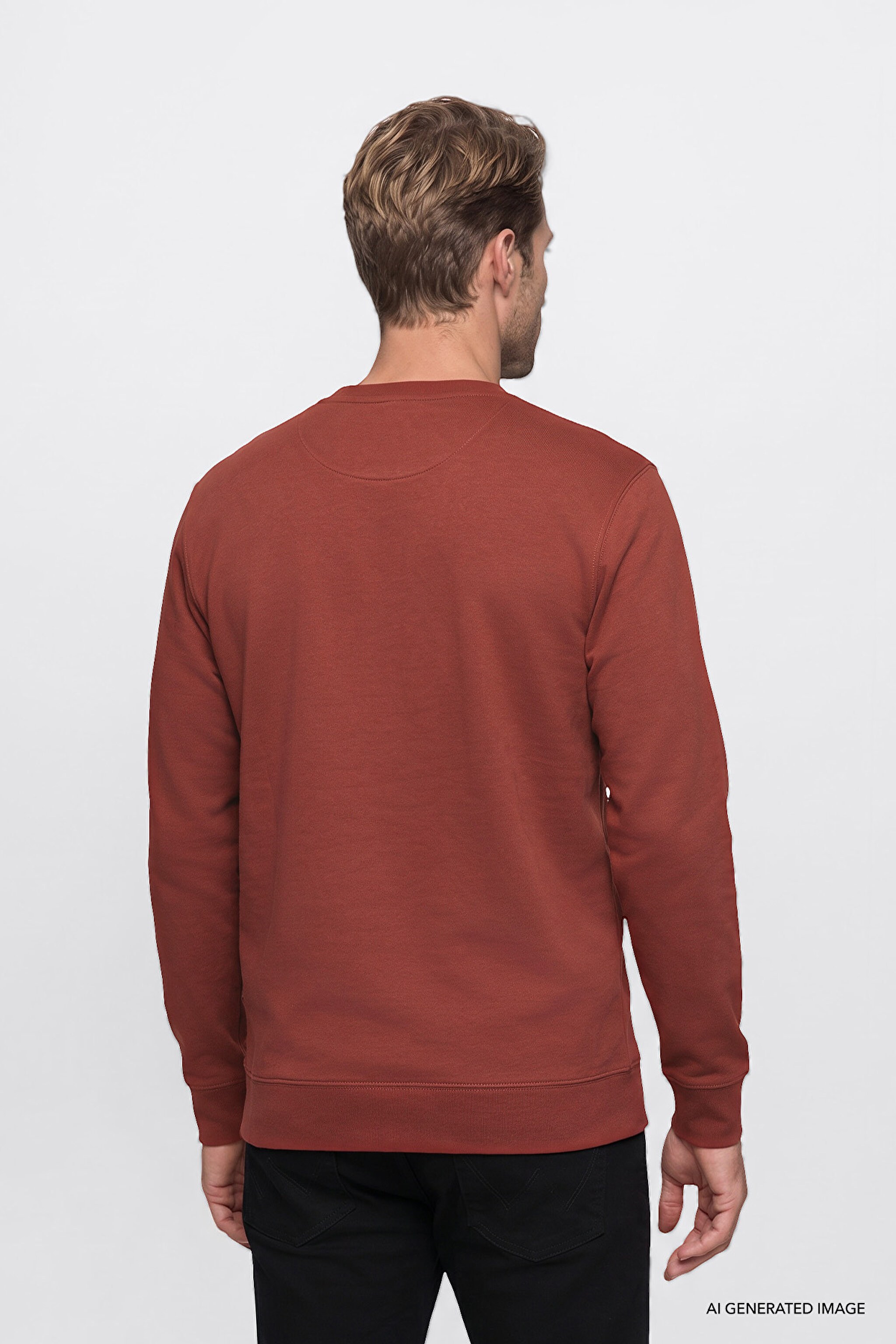 Erkek Patch Logo Sweatshirt Fired Brick