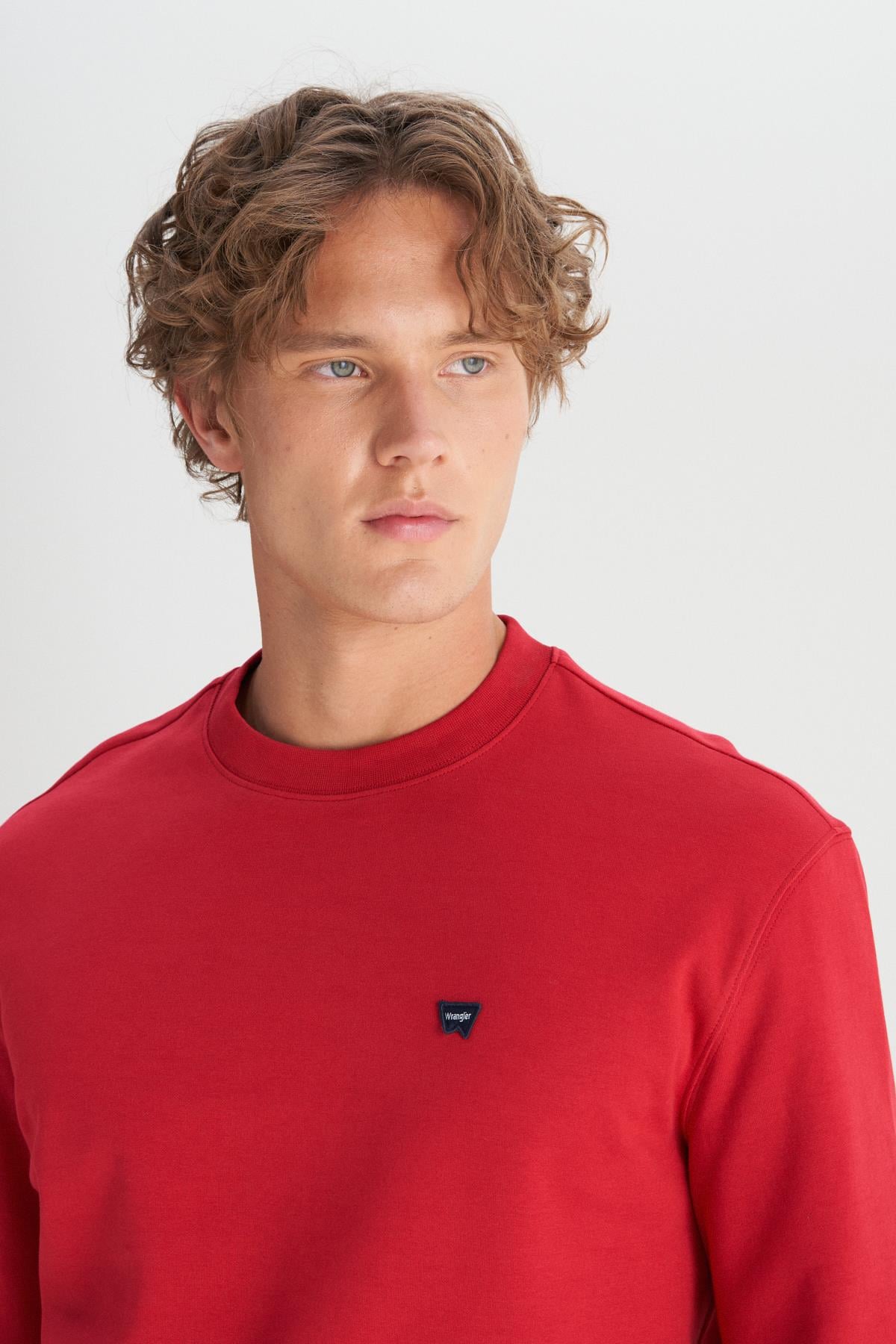 Erkek Patch Logo Sweatshirt Red