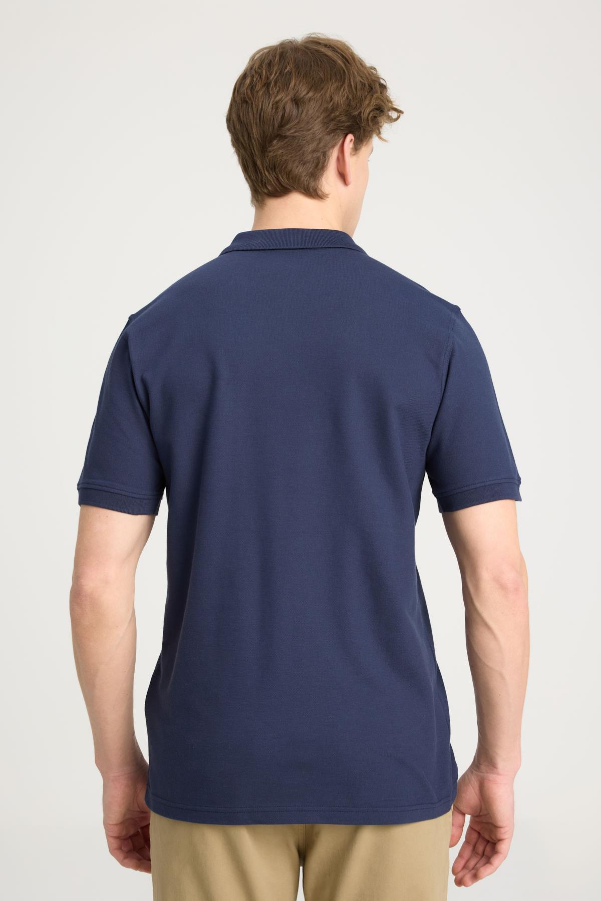 Erkek Regular Fit Polo T-shirt Navy