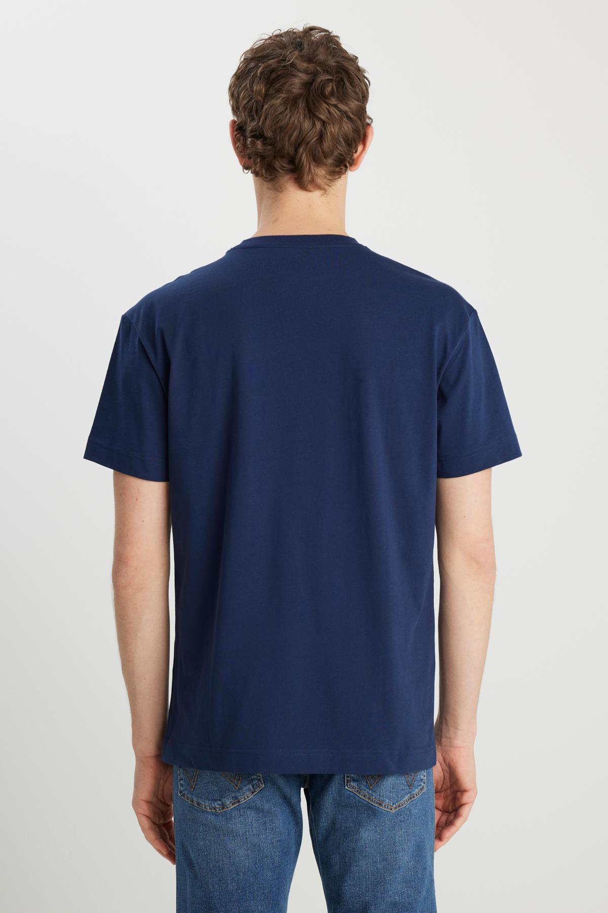 Small Logo Bisiklet Yaka T-shirt Navy