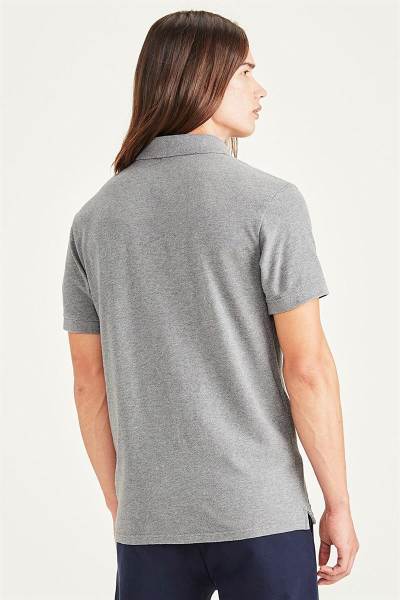 Rib Collar Gri Polo Tişört Beige