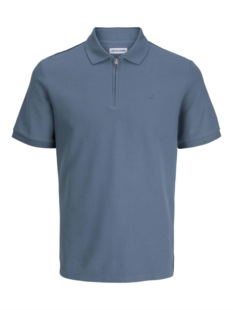 JJEAUSTIN ZIP POLO SS NOOS Blue Mirage