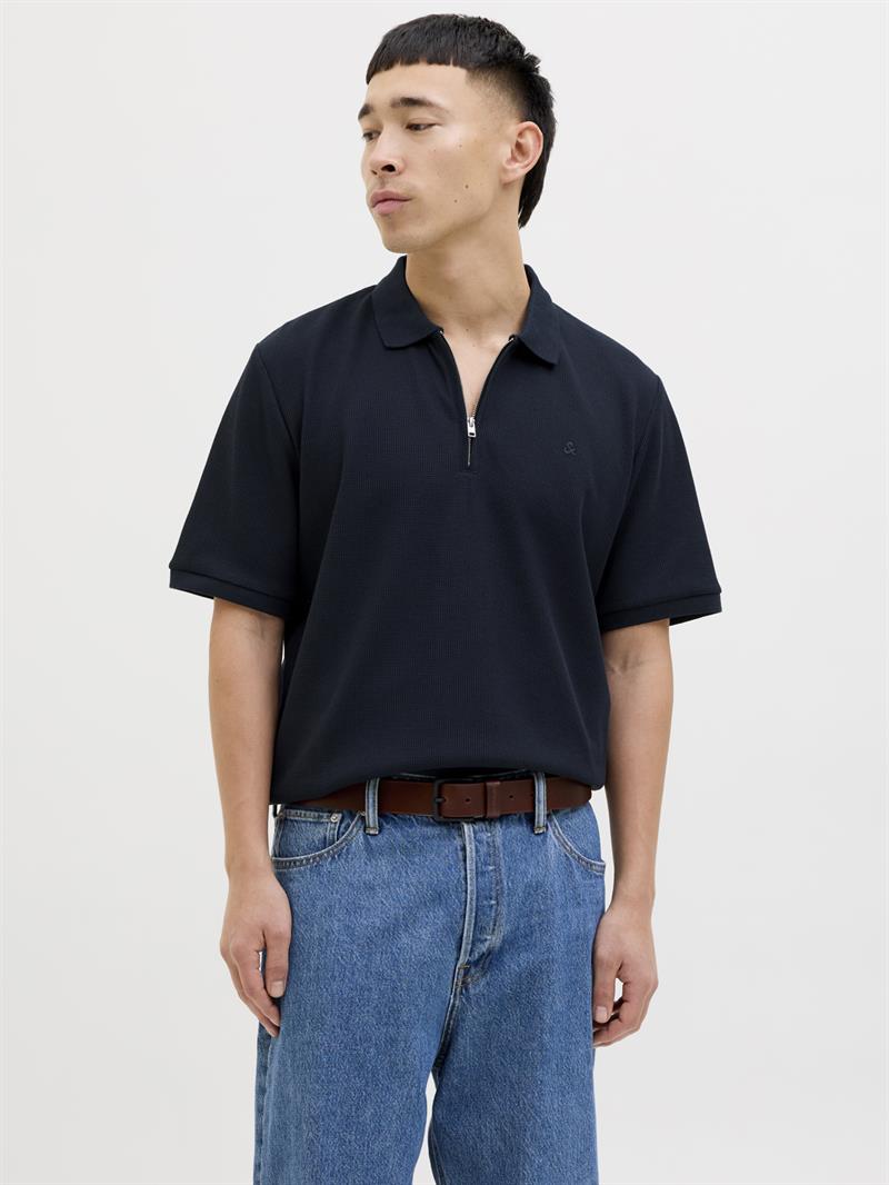 JJEAUSTIN ZIP POLO SS NOOS Navy