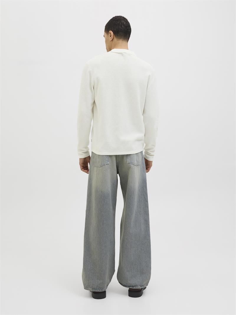 JJEGEORGE KNIT POLO LS SN Cloud Dancer
