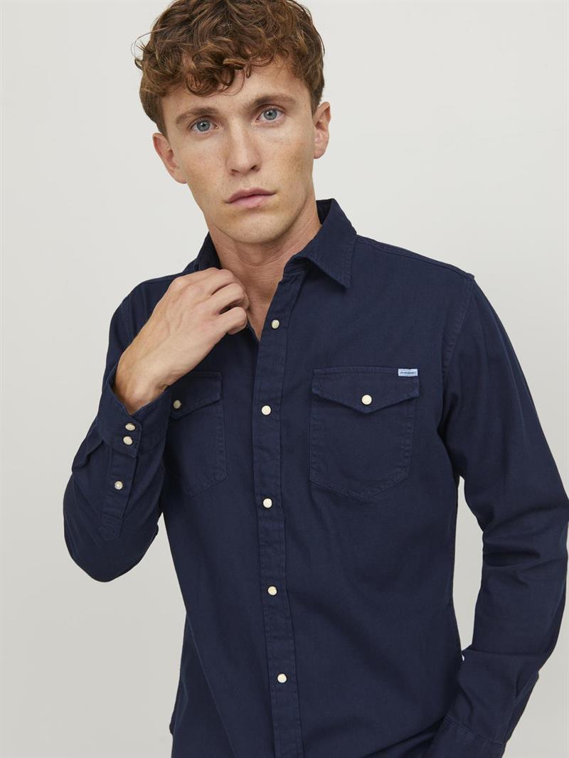 JJESHERIDAN SHIRT L/S NOOS DARK NAVY